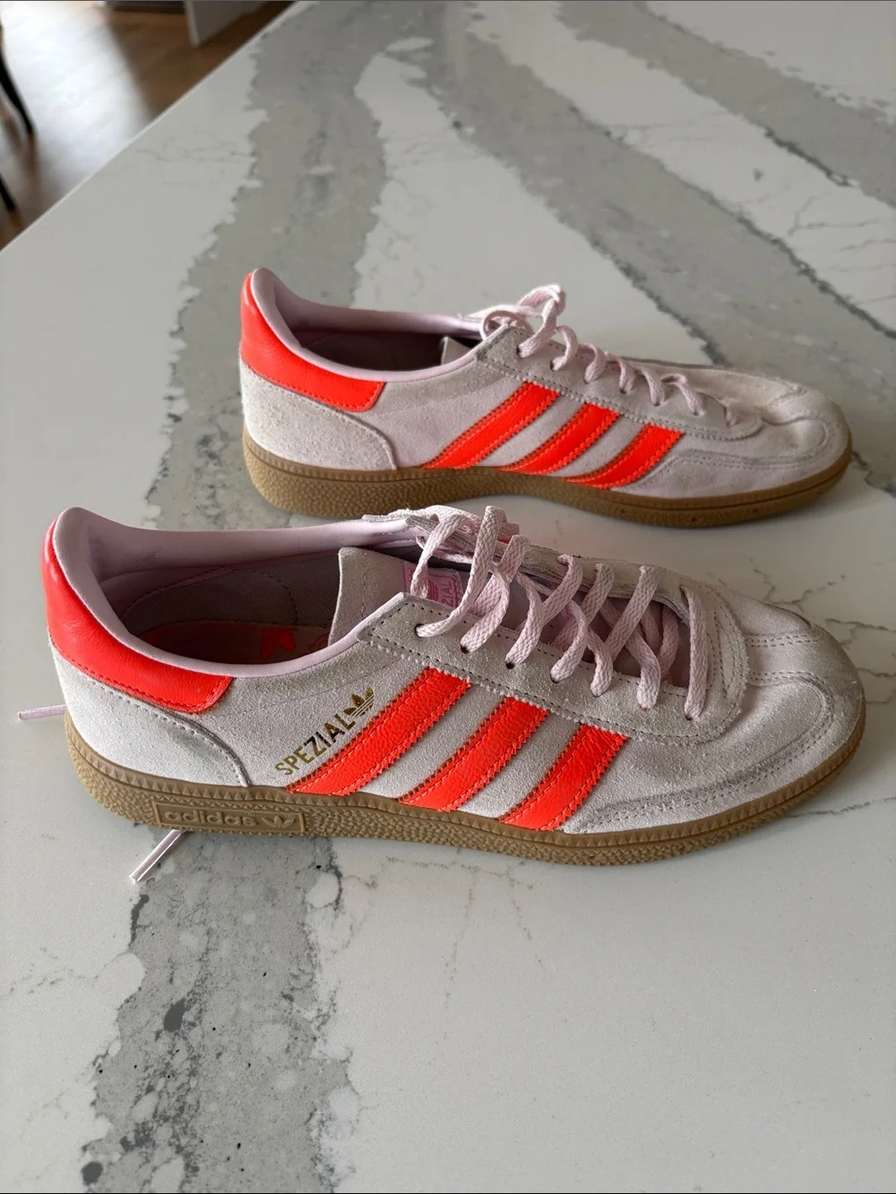 Pink and Coral Women's Adidas Spezial  Sneakers